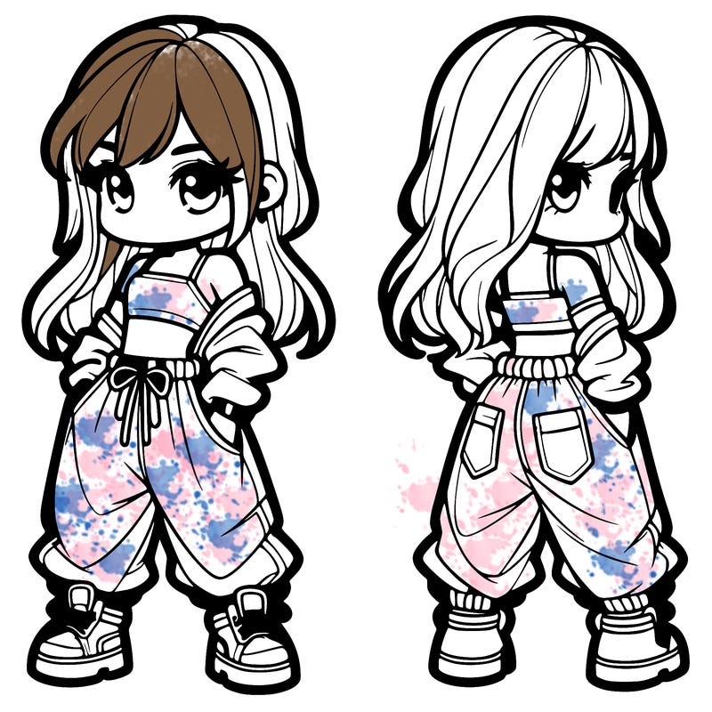 girl in crop top and baggy pants