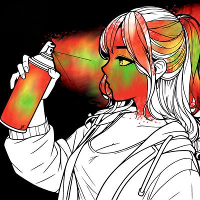 a realistic girl spray, painting