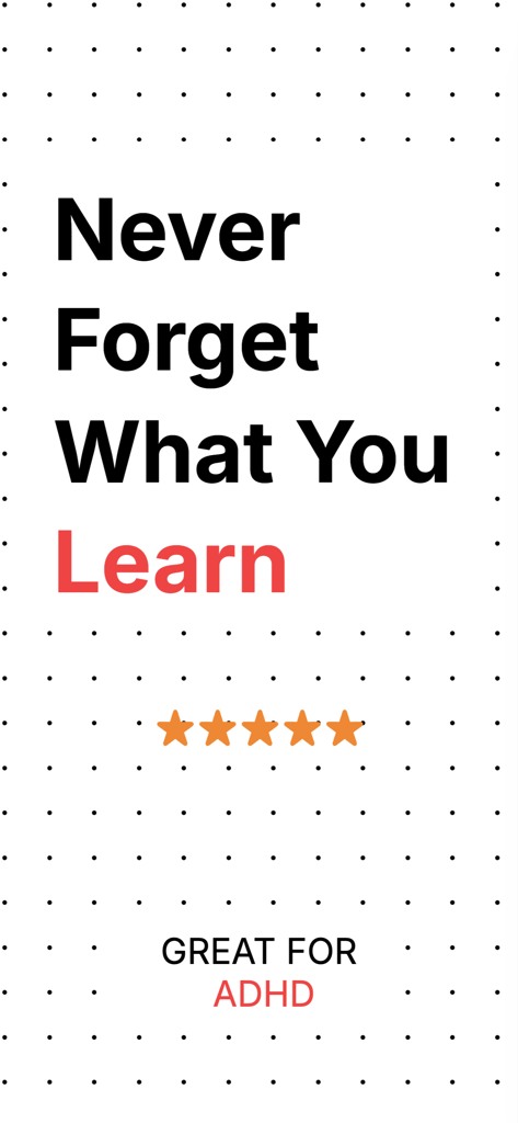 AI Note Taker - Cobnote - App screen for Cobnote featuring the slogan Never Forget What You Learn and stating it is Great for ADHD with a five star rating.