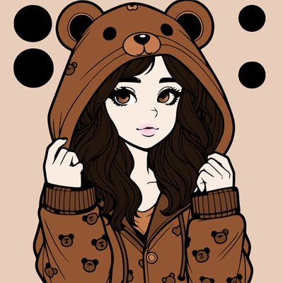 realistic girl in a animal pjs hoodie