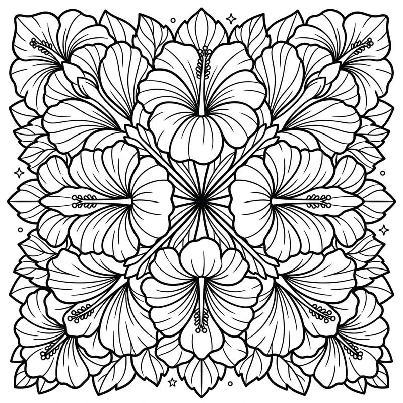 Let your child's creativity blossom with this beautiful hibiscus mandala coloring page! Designed specifically for kids aged 4-8, it offers a delightful and engaging artistic experience.