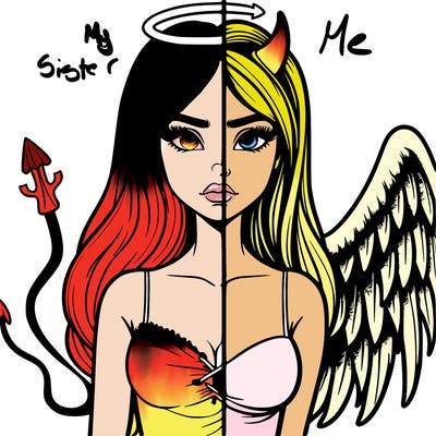 devil vs angel realistic girl
