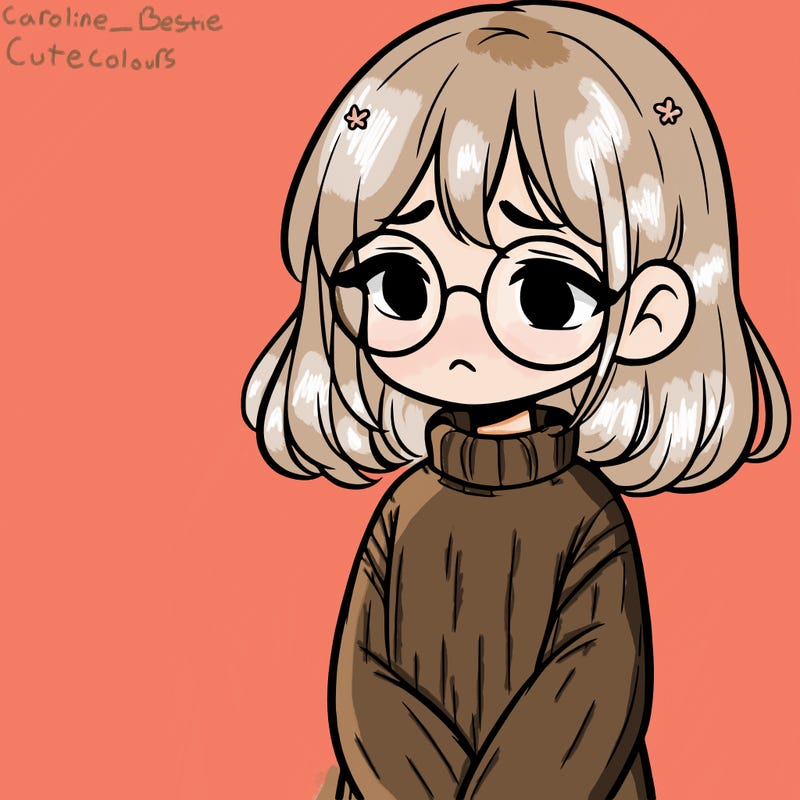 sad girl with glasses in a sweater
