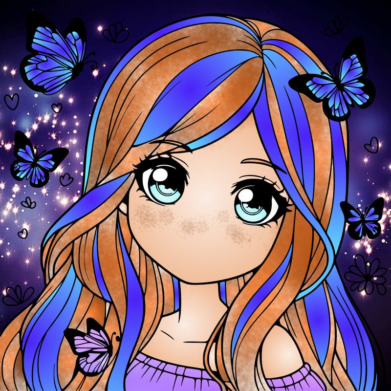 realistic girl with butterflies around her