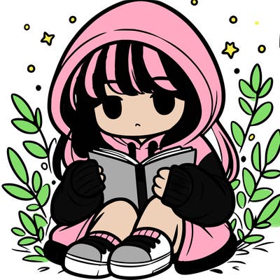 girl in oversized hoodie reading a book