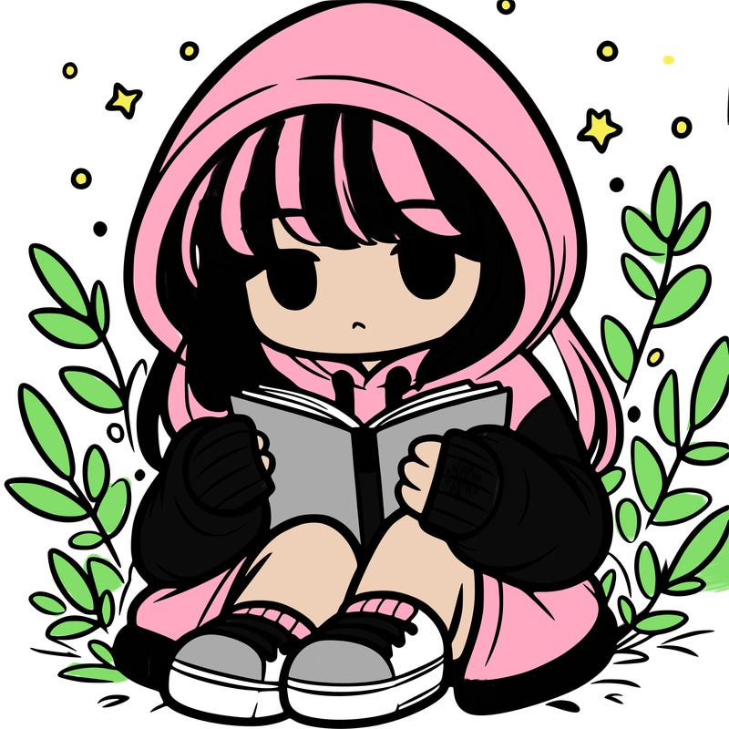 girl in oversized hoodie reading a book