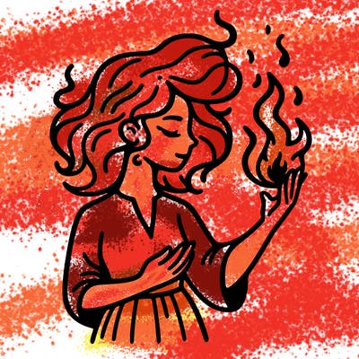 woman with fire