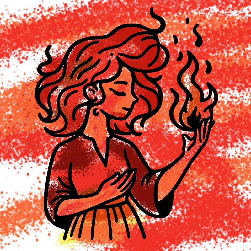 woman with fire