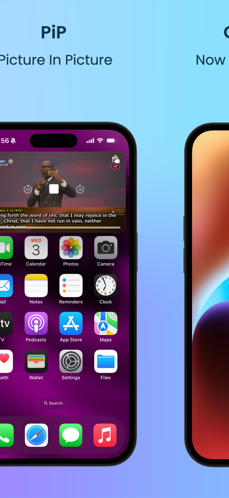 Dunamis TV app live stream in Picture in Picture mode on an iPhone