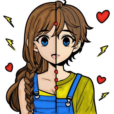 realistic girl boy split