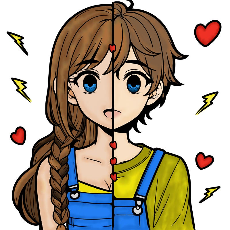 realistic girl boy split
