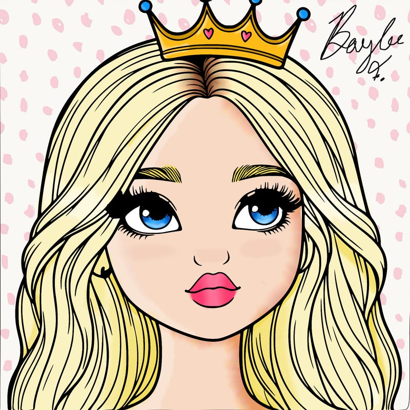 a realistic girl with a crown on