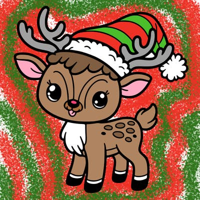 christmas reindeer with santa hat