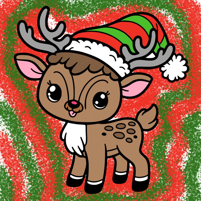 christmas reindeer with santa hat