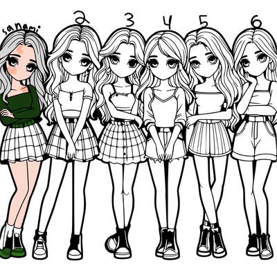 a group of girls realistic