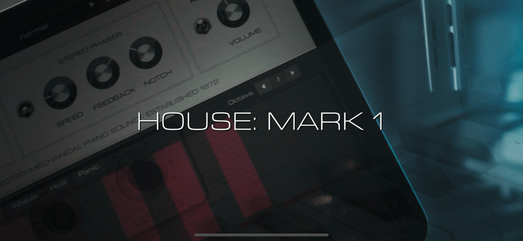 Interface of HOUSE: Mark I electric piano app showing audio controls