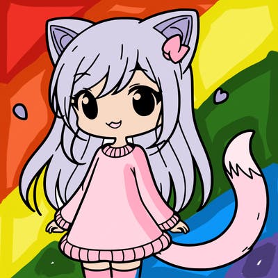 girl with cat ears and tail