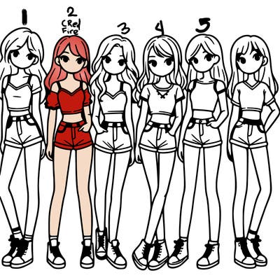 a group of girls wearing crop tops and shorts