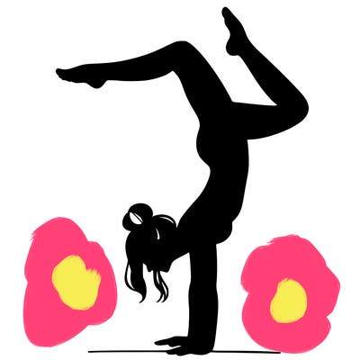 a woman doing a handstand
