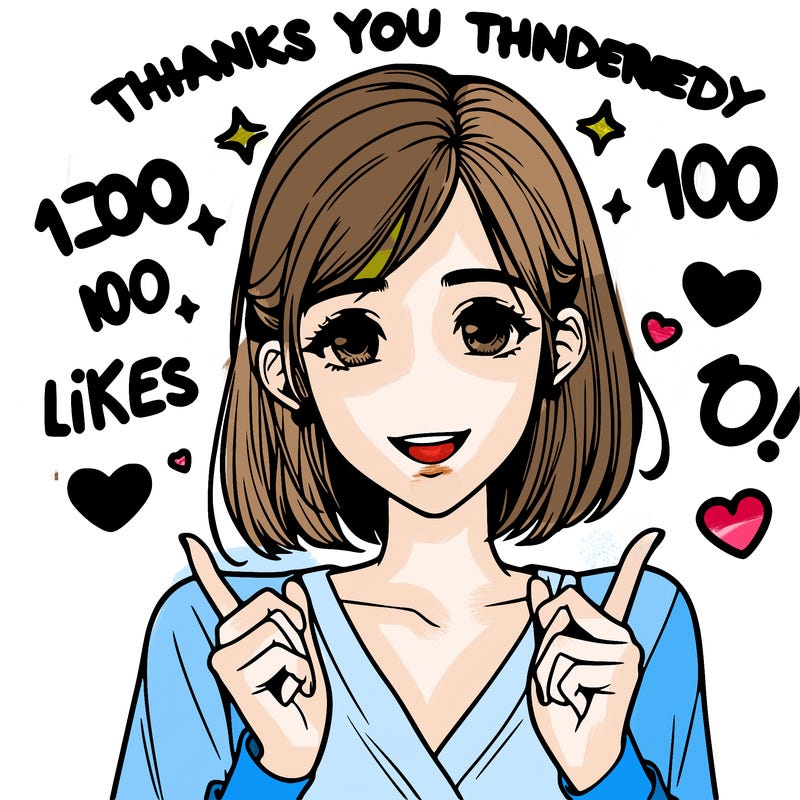 a realistic girl saying thanks for one hundred and five likes