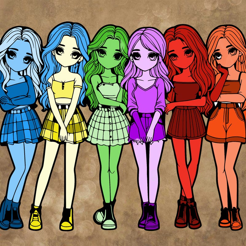 a group of girls realistic