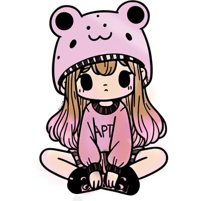 a girl wearing a frog hat and some frog socks