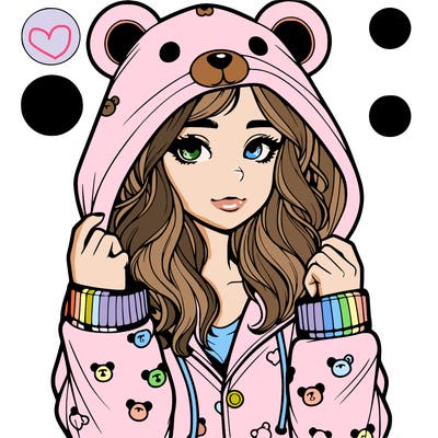 realistic girl in a animal pjs hoodie