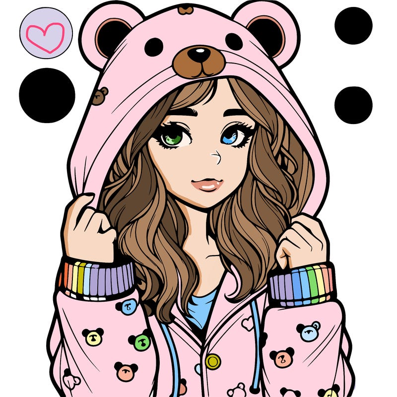 realistic girl in a animal pjs hoodie