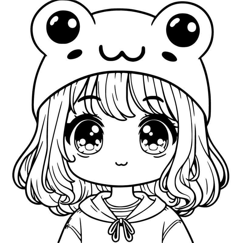a cute girl wearing a frog hat