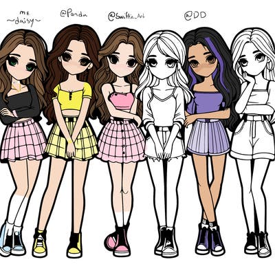 a group of girls realistic