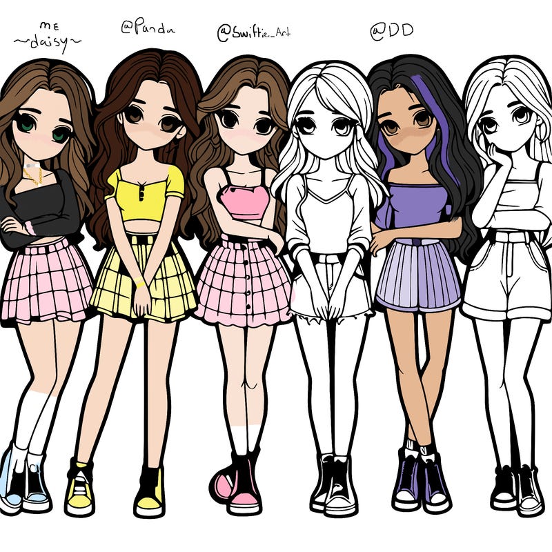 a group of girls realistic