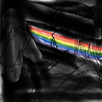 a realistic girl spray, painting