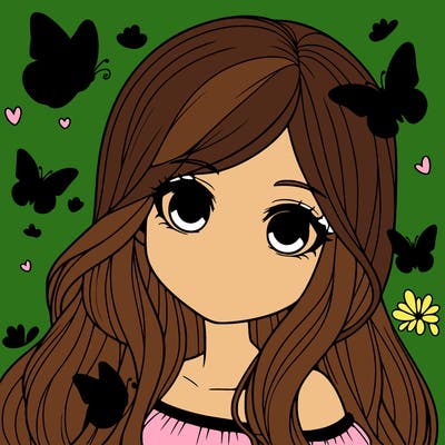 realistic girl with butterflies around her