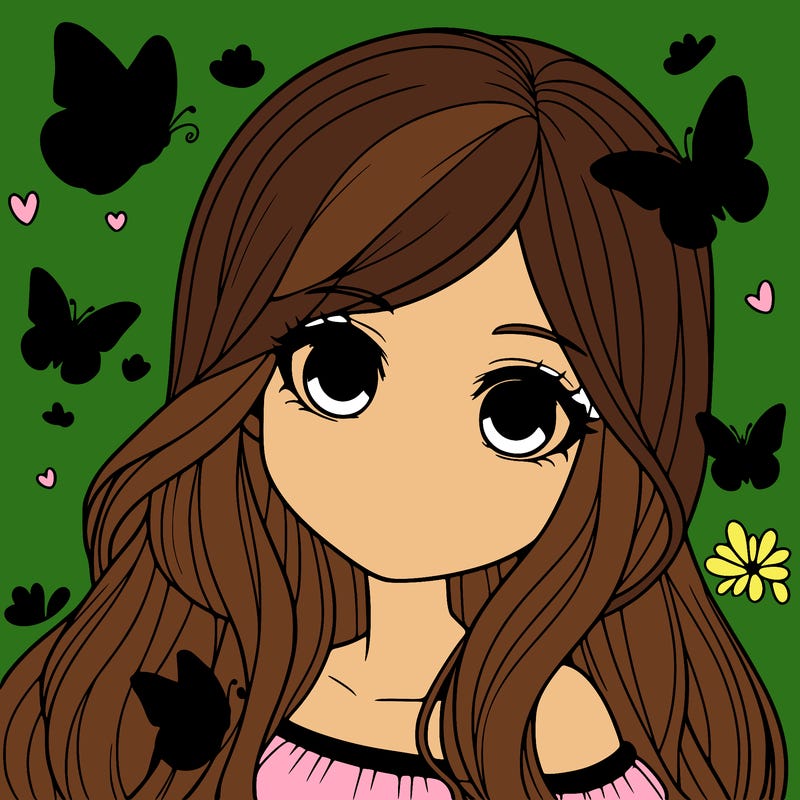 realistic girl with butterflies around her