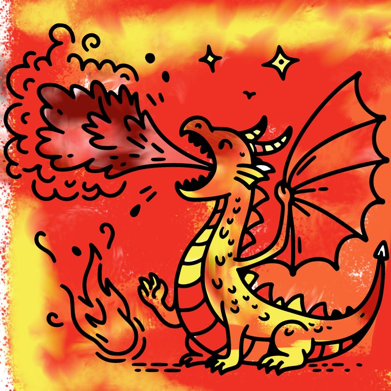 dragon blowing fire from its mouth