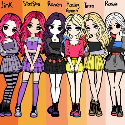 a group of girls realistic