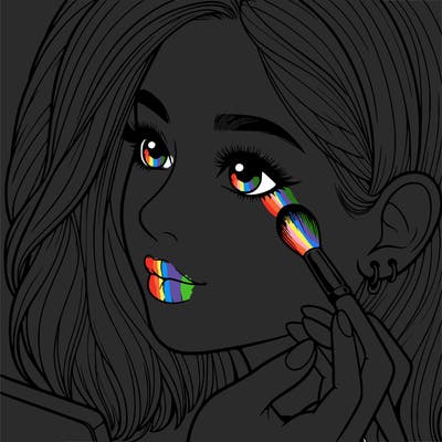 a realistic girl doing her makeup