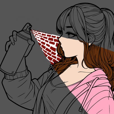 a realistic girl spray, painting