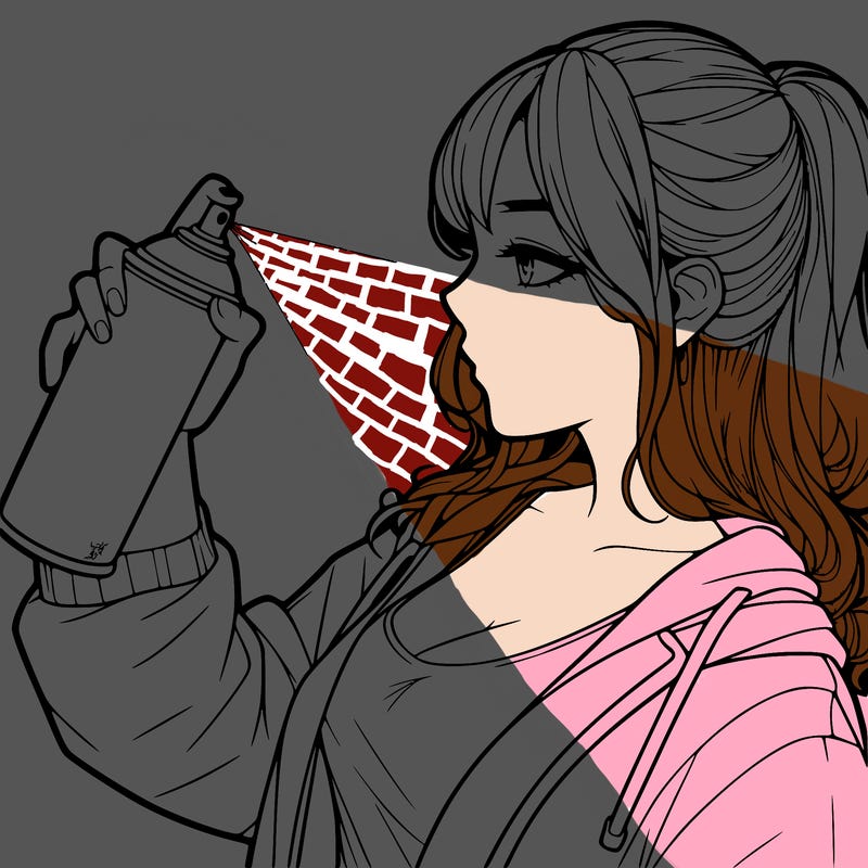 a realistic girl spray, painting