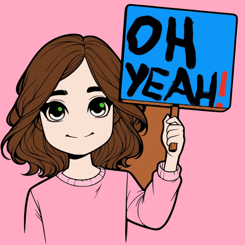 realistic girl holding up a sign