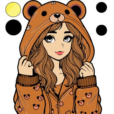 realistic girl in a animal pjs hoodie