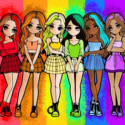 a group of girls realistic