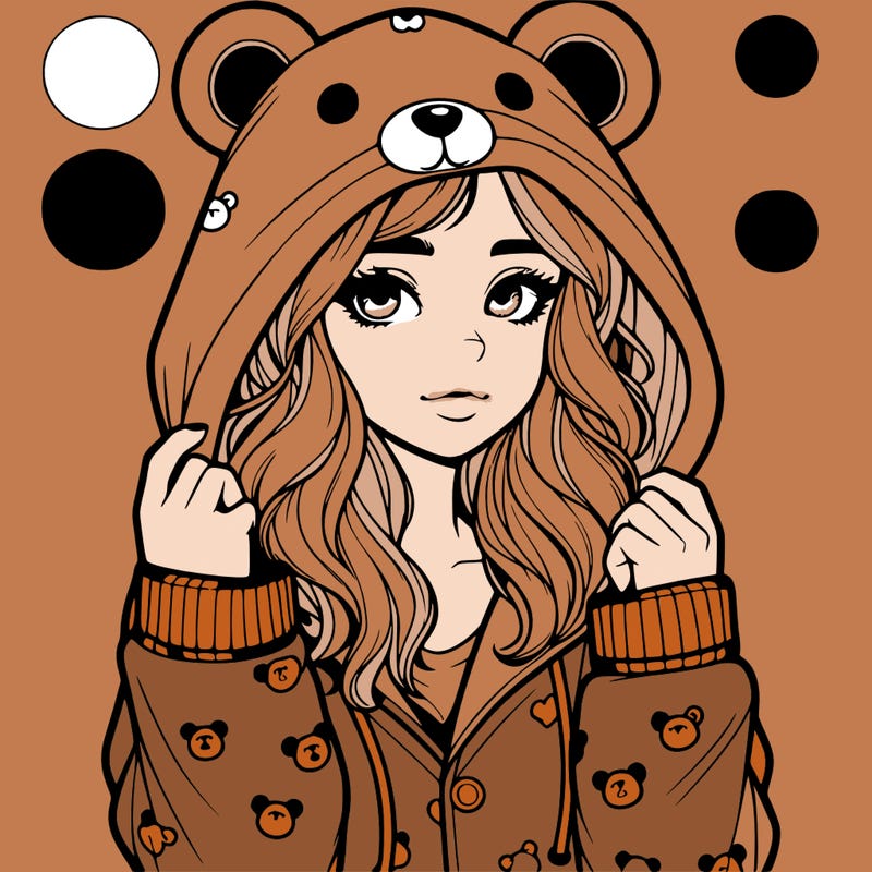 realistic girl in a animal pjs hoodie