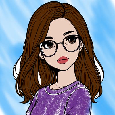 realistic girl with glasses