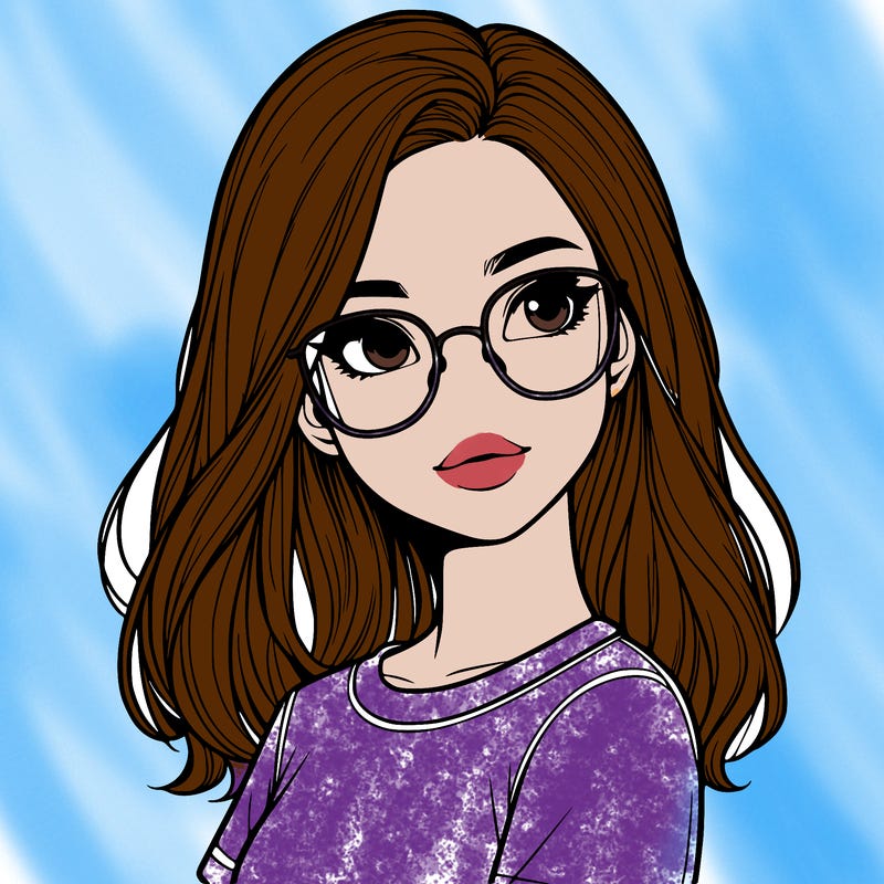 realistic girl with glasses