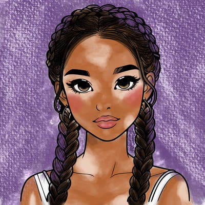 realistic girl with braids