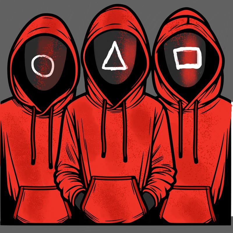 3 faceless people in  hoodies