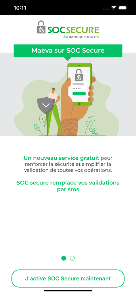 SOC Secure - Onboarding screen of the SOC Secure mobile application for secure banking authentication
