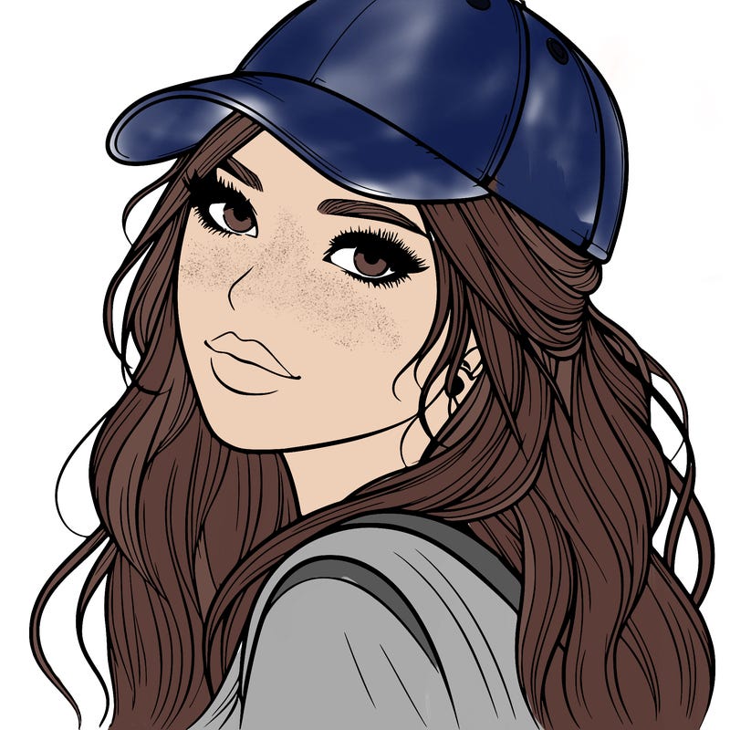 realistic beautiful girl with backward cap