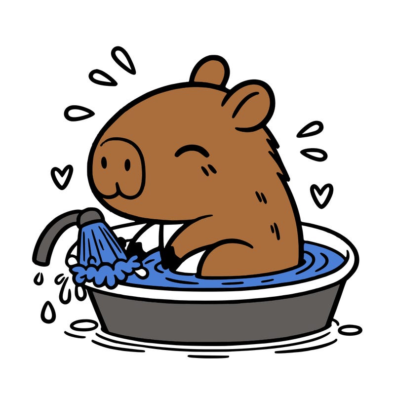 capybara taking a bath